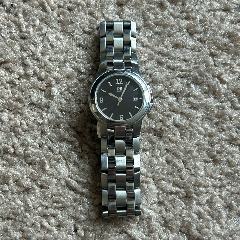 ESQ‎ women’s vintage swiss made silver bracelet watch measurements shown